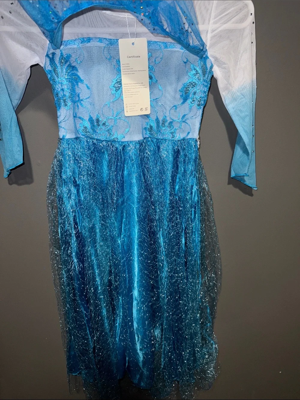 Elsa inspired Blue Sparkle Princess Costume Dress with Blonde Braid Wig
